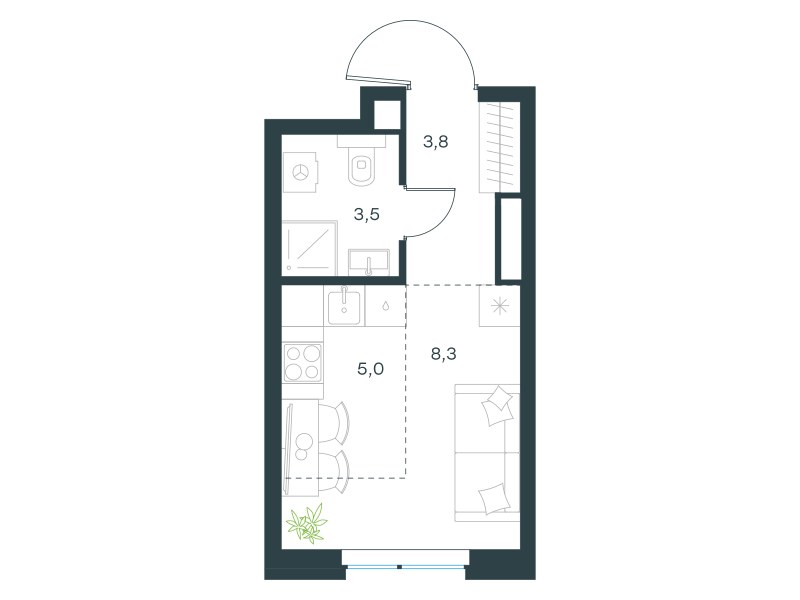 Планировка 20.6 м²