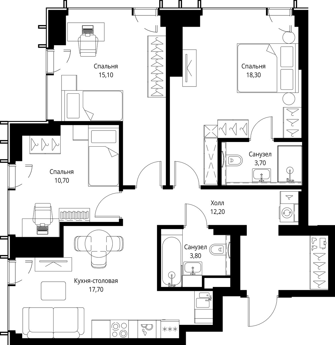 Планировка 81.5 м²