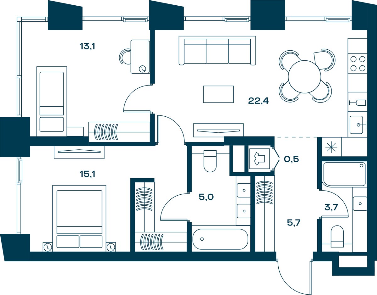 Планировка 65.5 м²