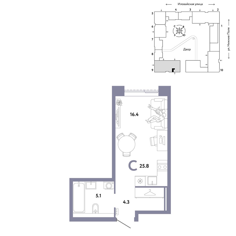 Планировка 25.8 м²