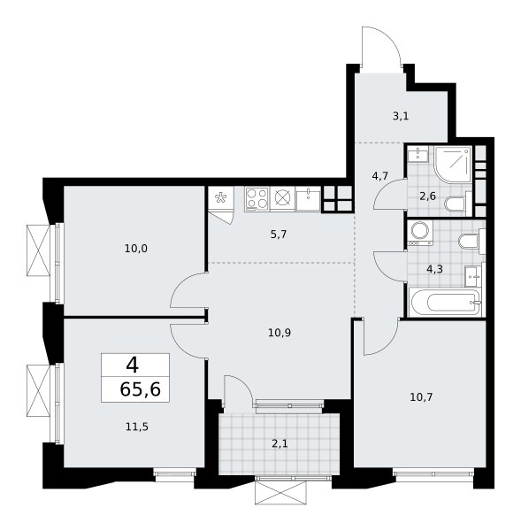 Планировка 65.6 м²