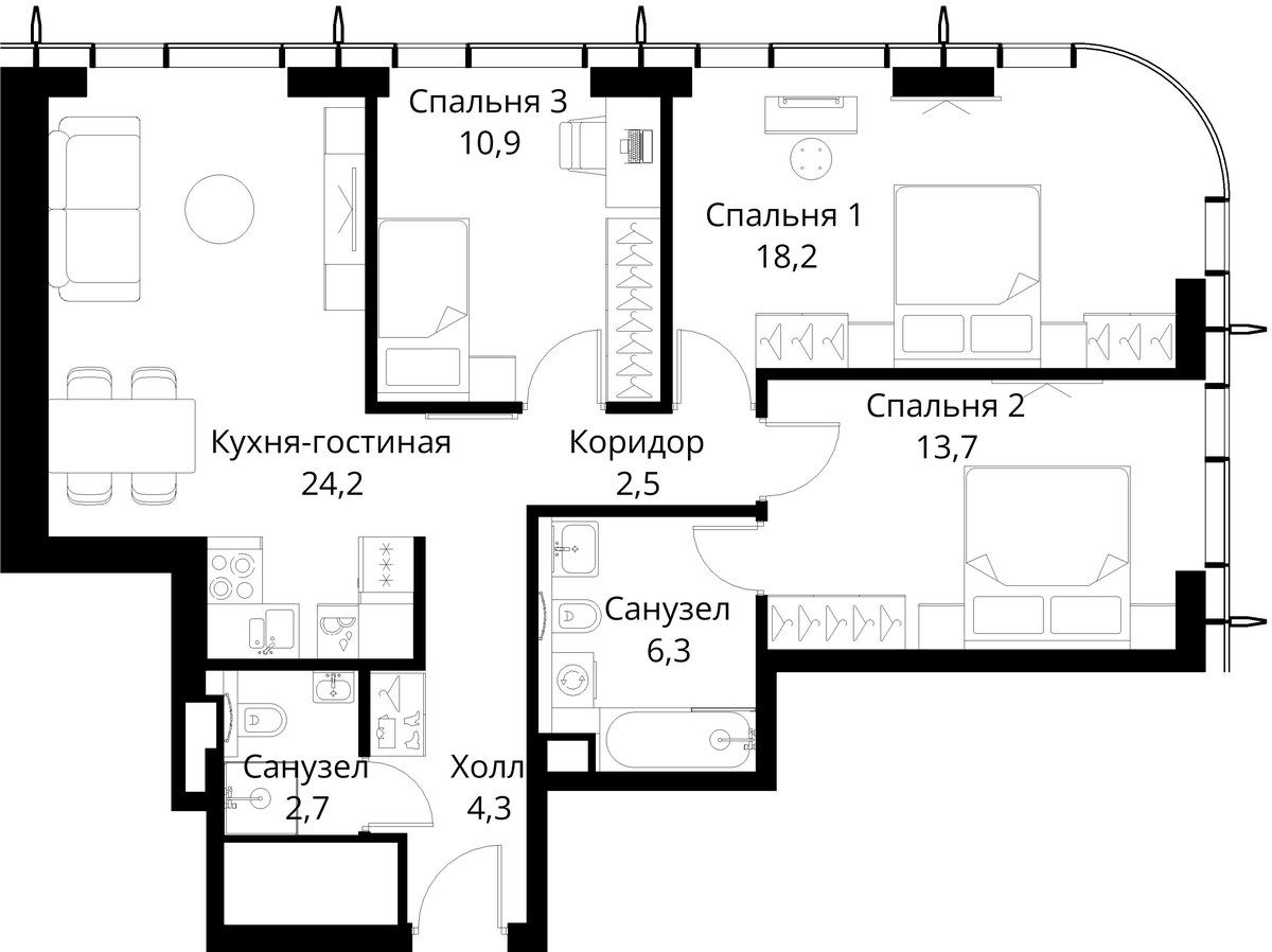 Планировка 82.8 м²
