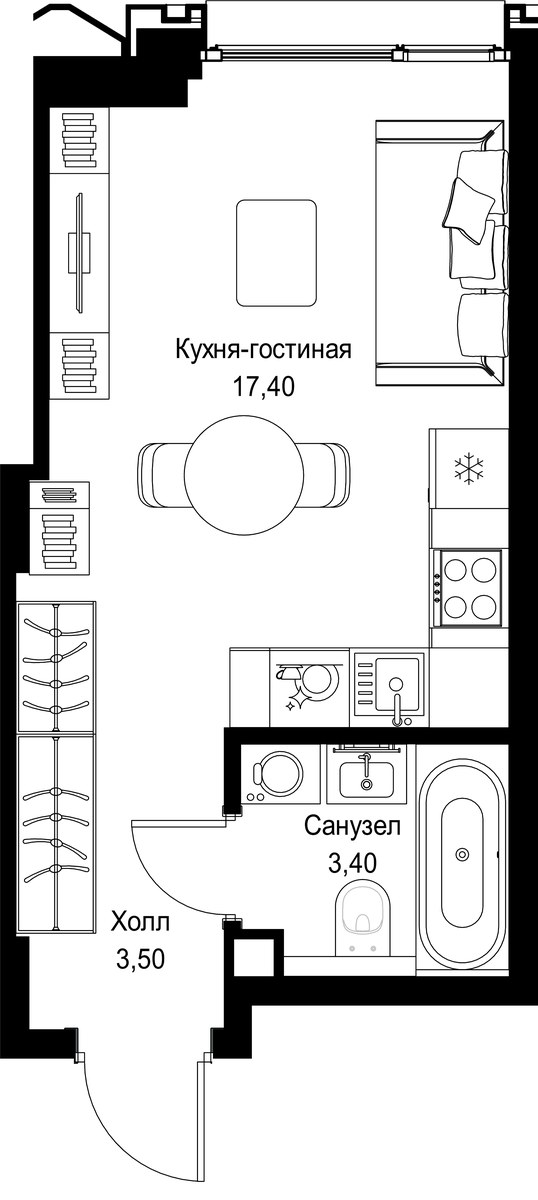 Планировка 24.3 м²
