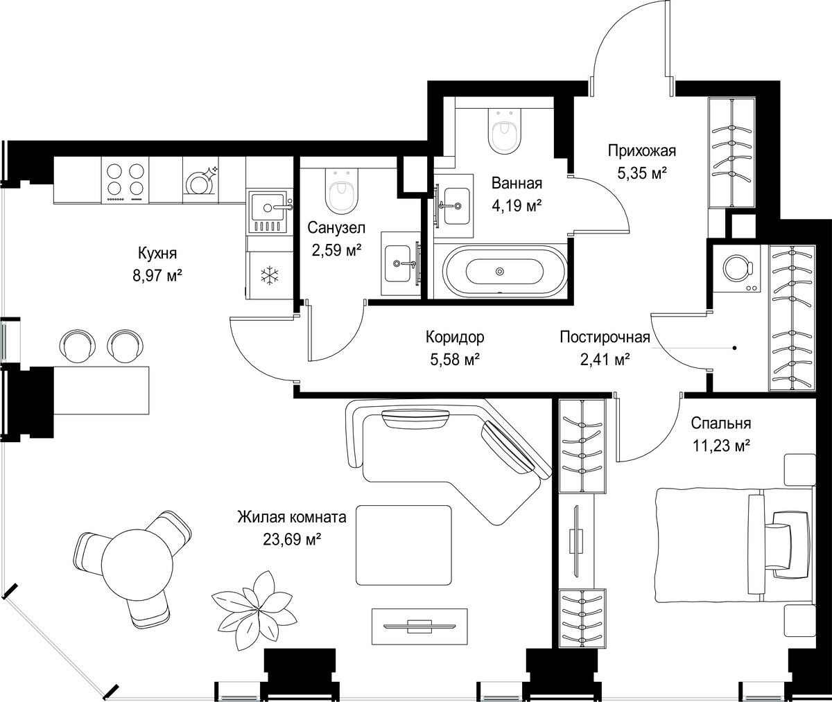 Планировка 64.01 м²