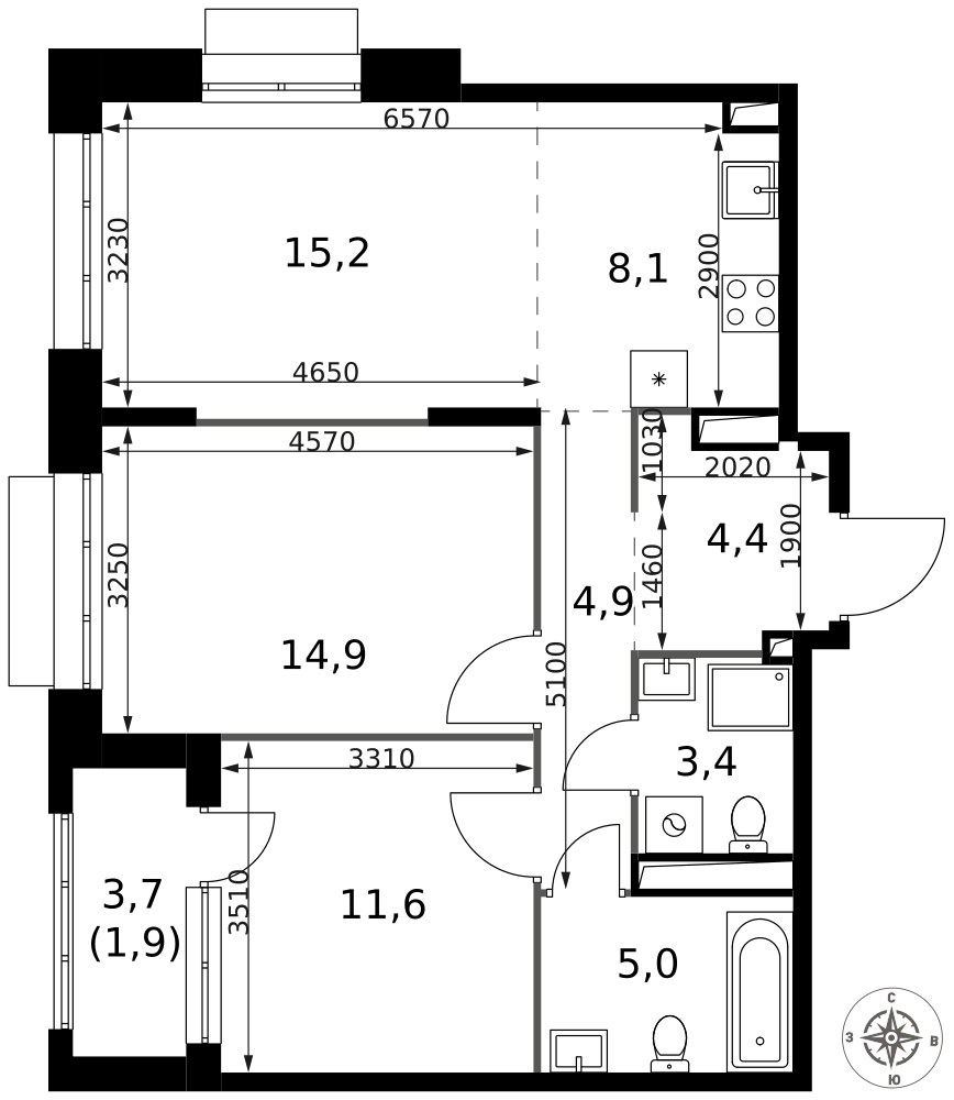 Планировка 69.4 м²
