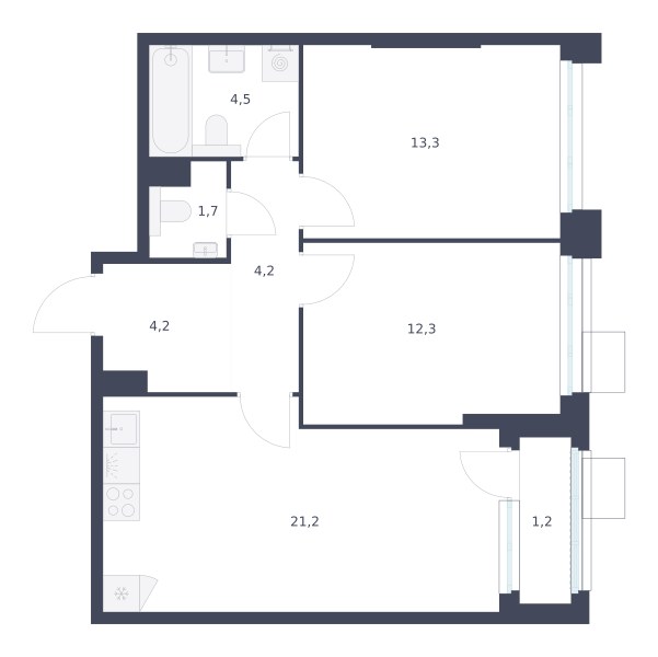Планировка 62.6 м²