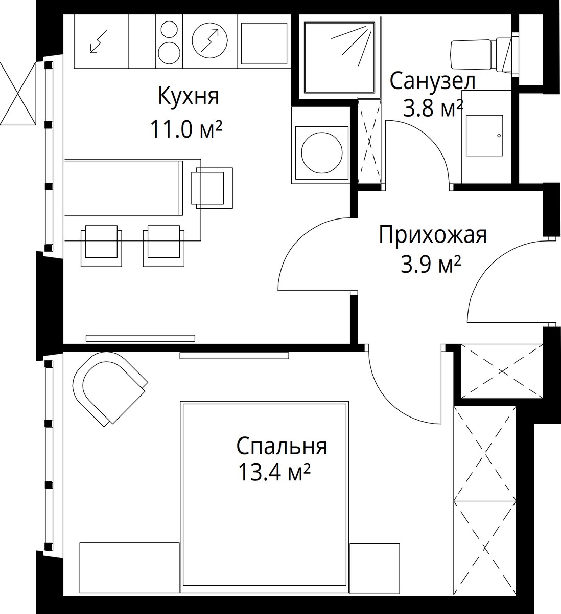 Планировка 32.1 м²