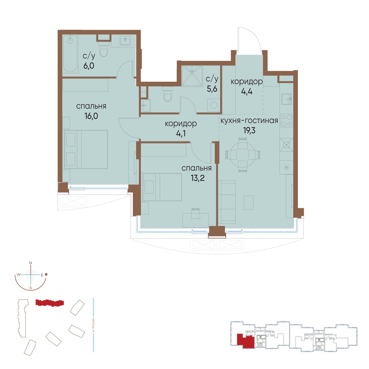 Планировка 68.6 м²