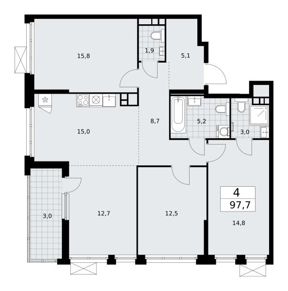 Планировка 97.7 м²
