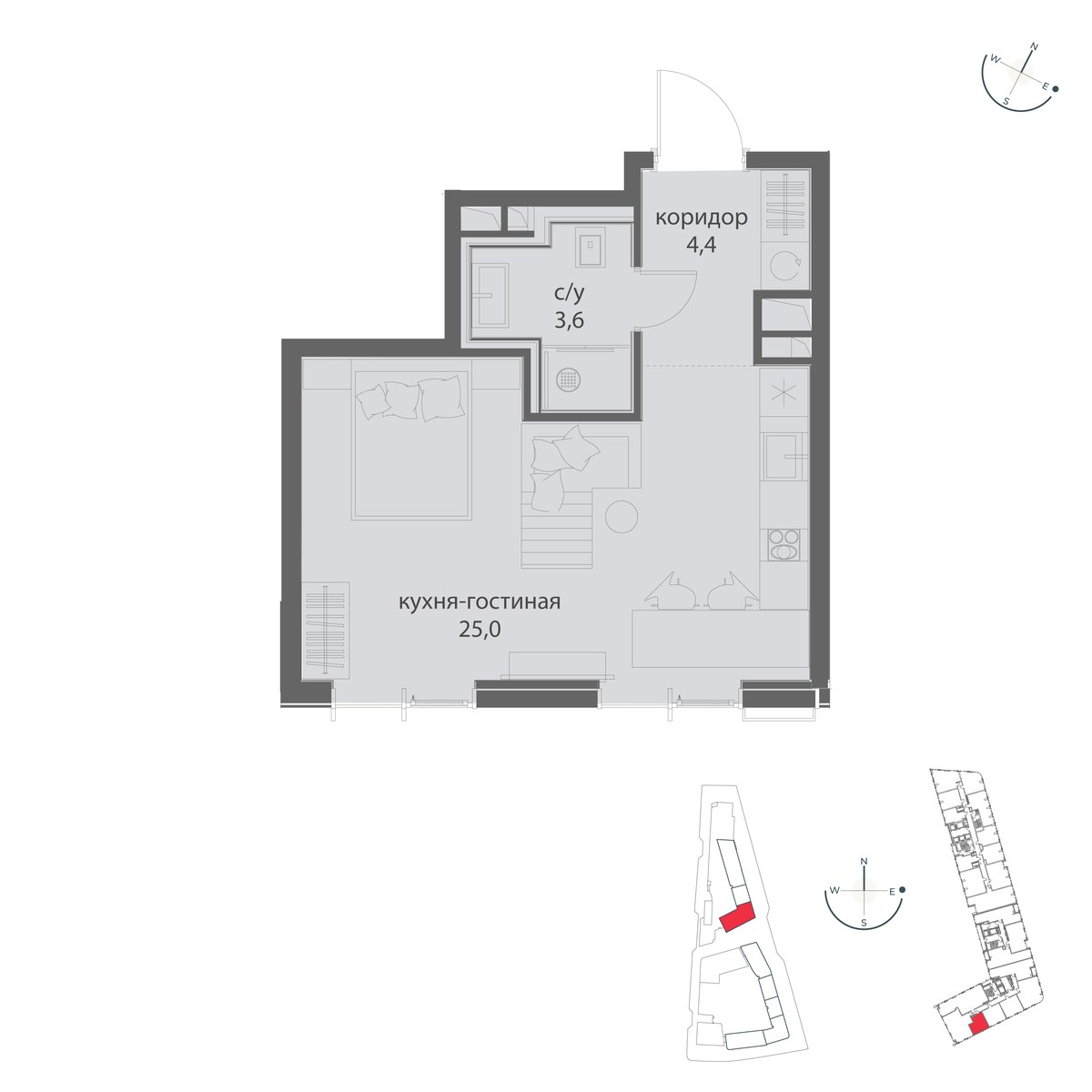 Планировка: Студия, 33.0 м²