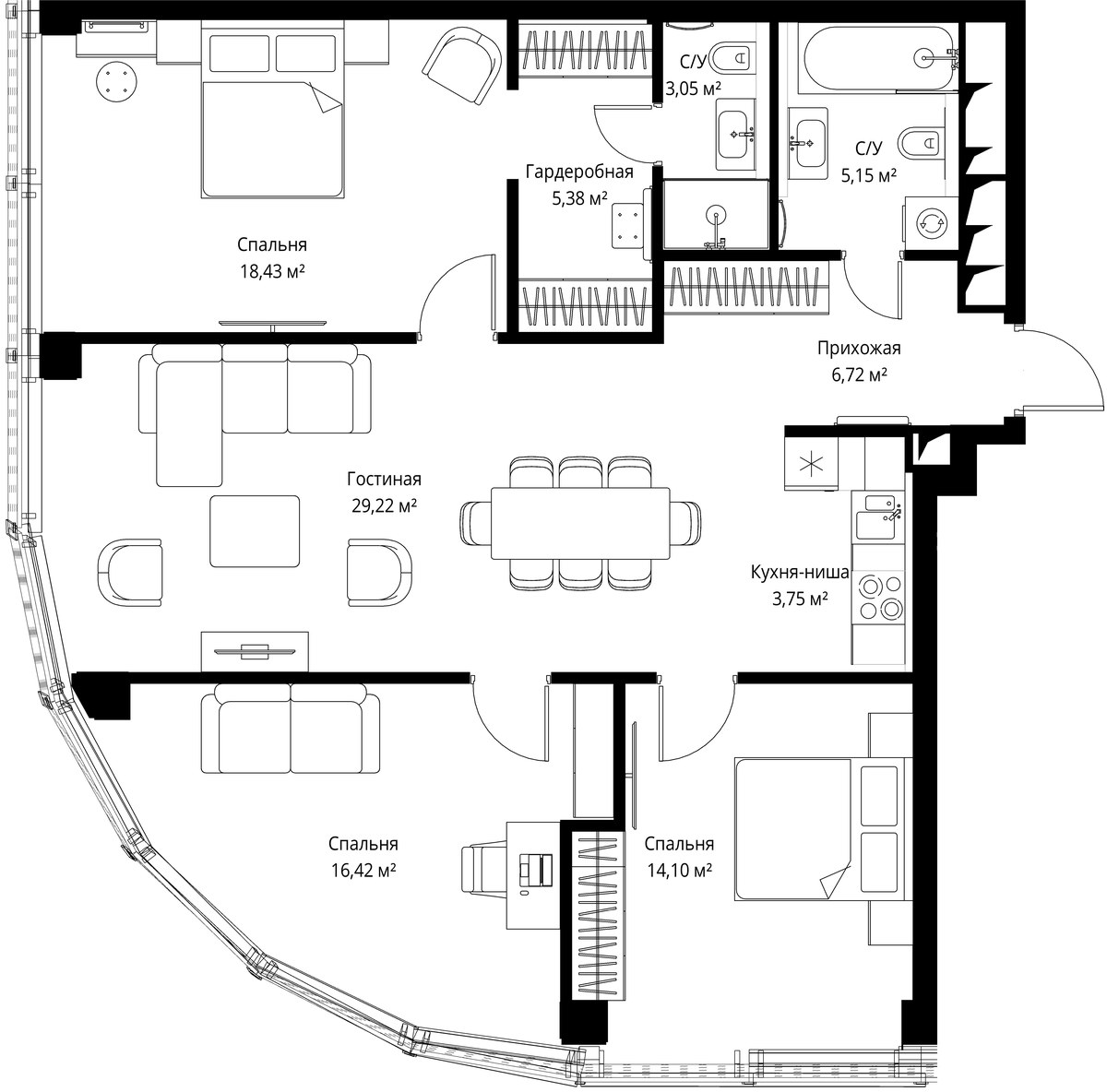 Планировка 103.0 м²