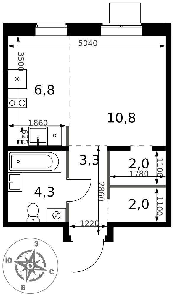 Планировка: Студия, 29.2 м²