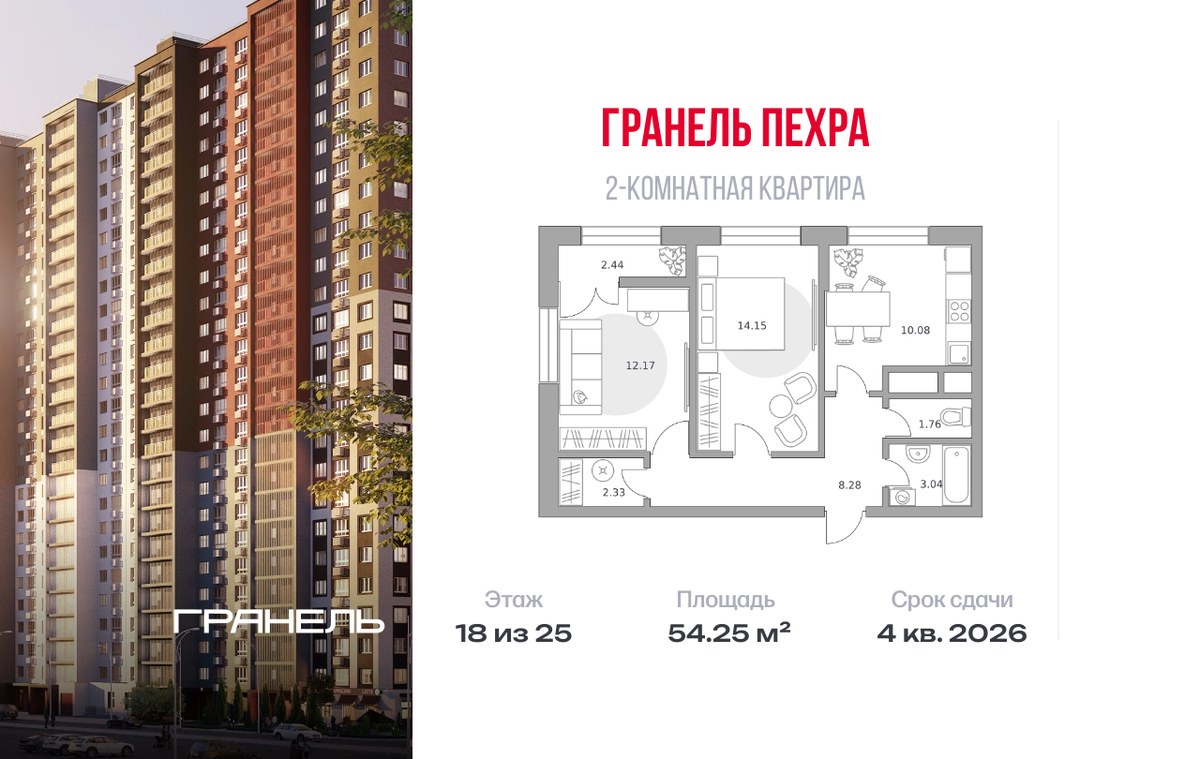 Планировка 54.25 м²