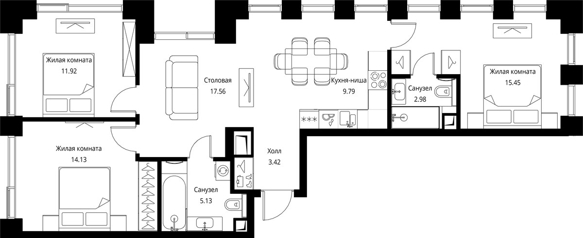 Планировка 80.38 м²