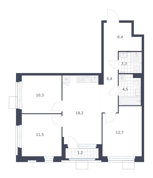 Планировка 74.5 м²