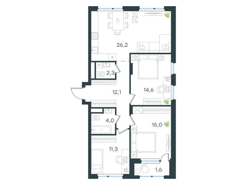 Планировка 87.1 м²