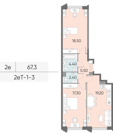 Планировка 67.3 м²