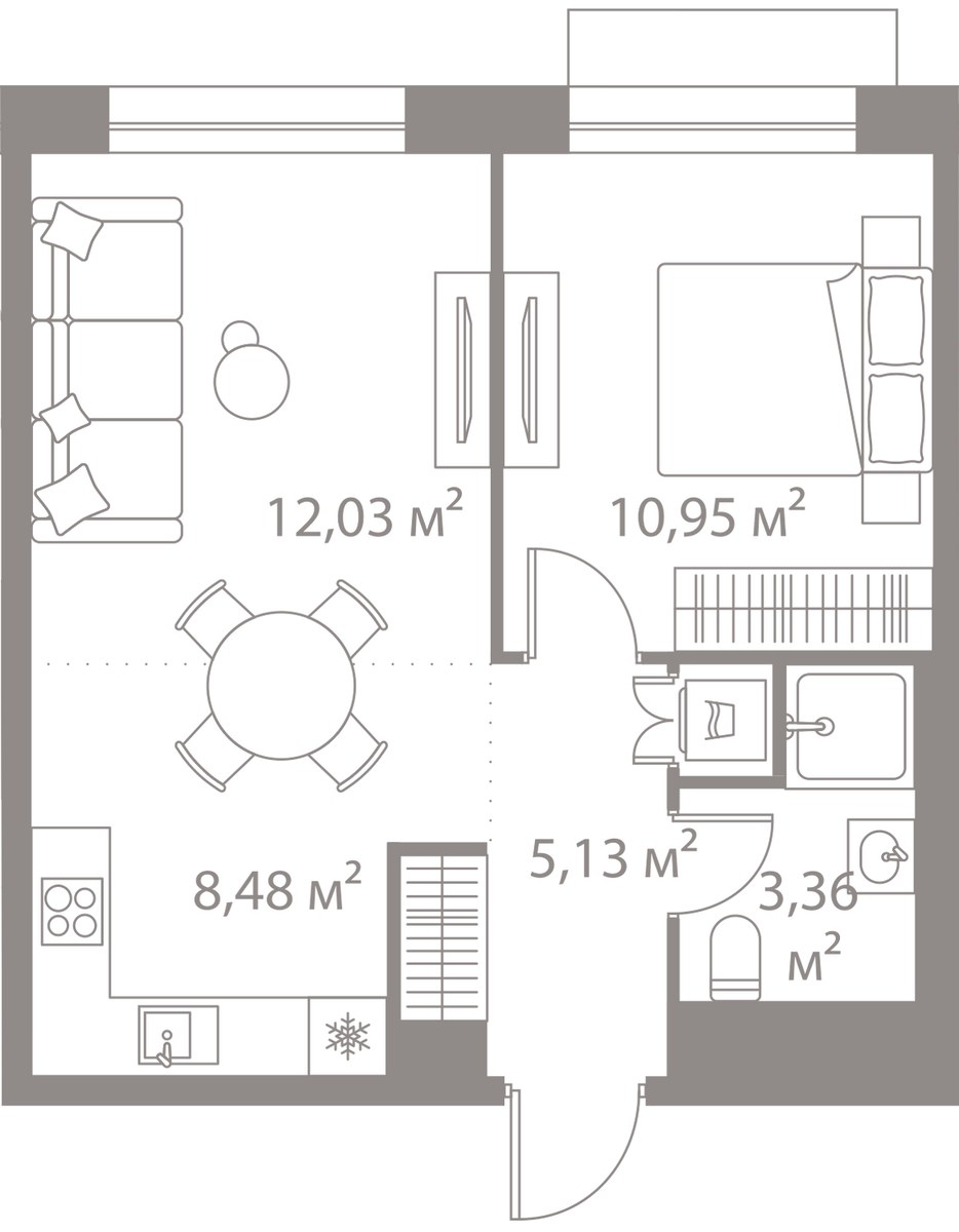 Планировка 39.95 м²