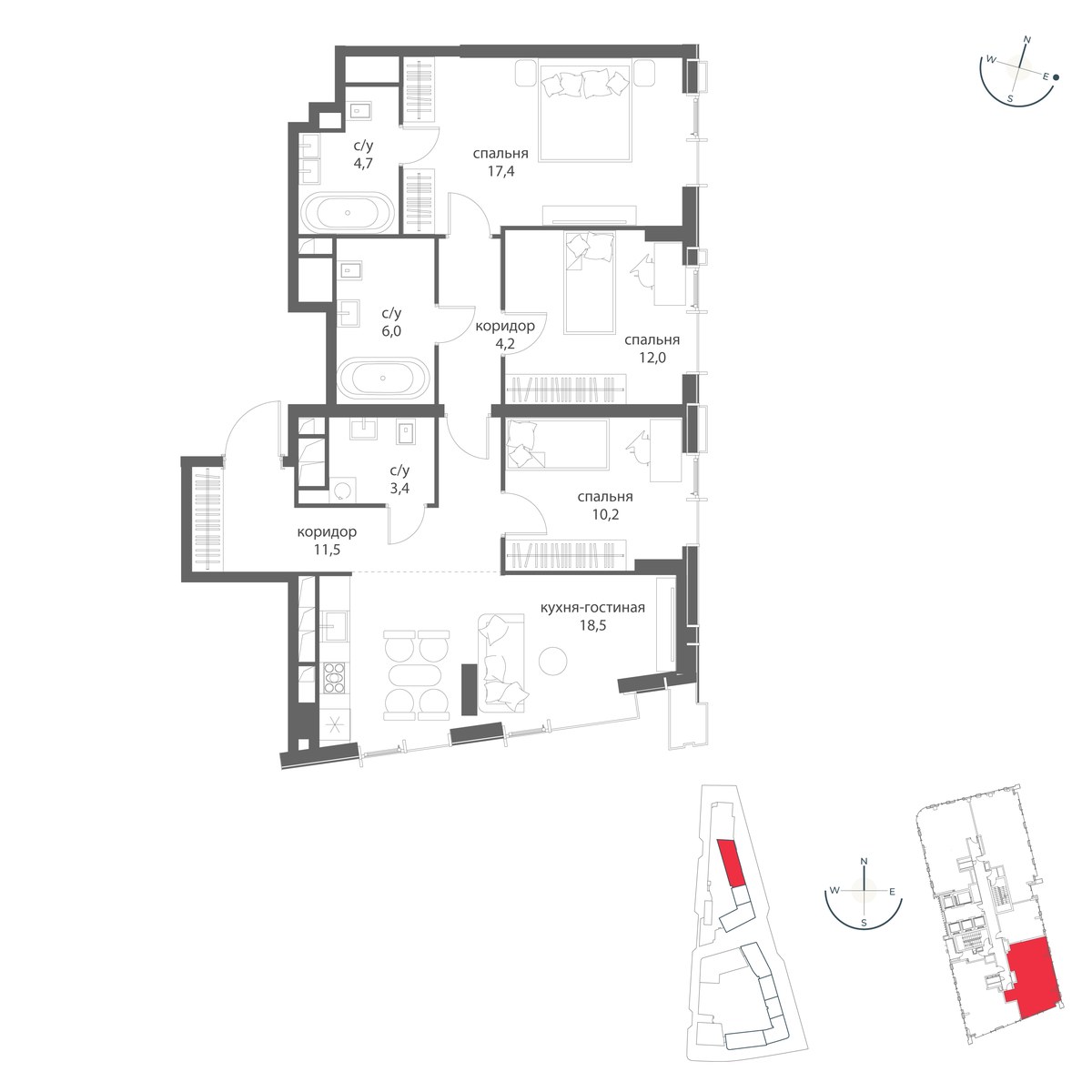 Планировка 87.9 м²