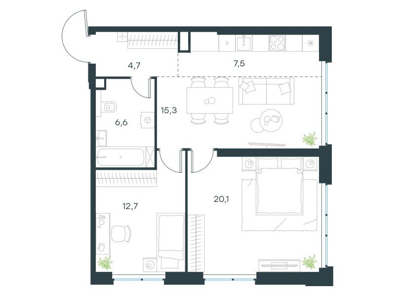 Планировка 66.9 м²