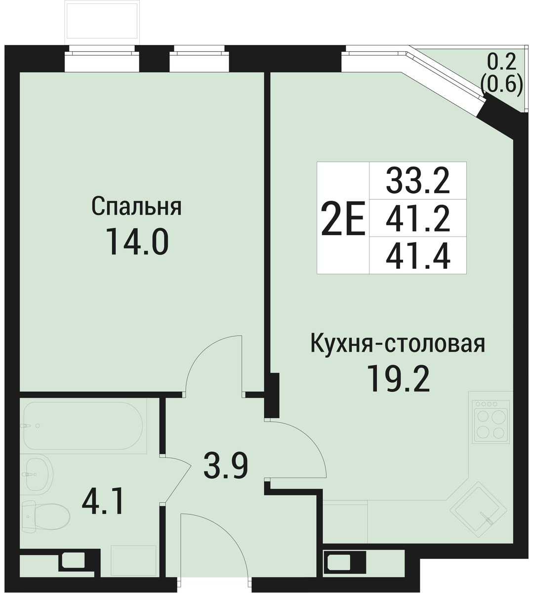 Планировка 41.4 м²