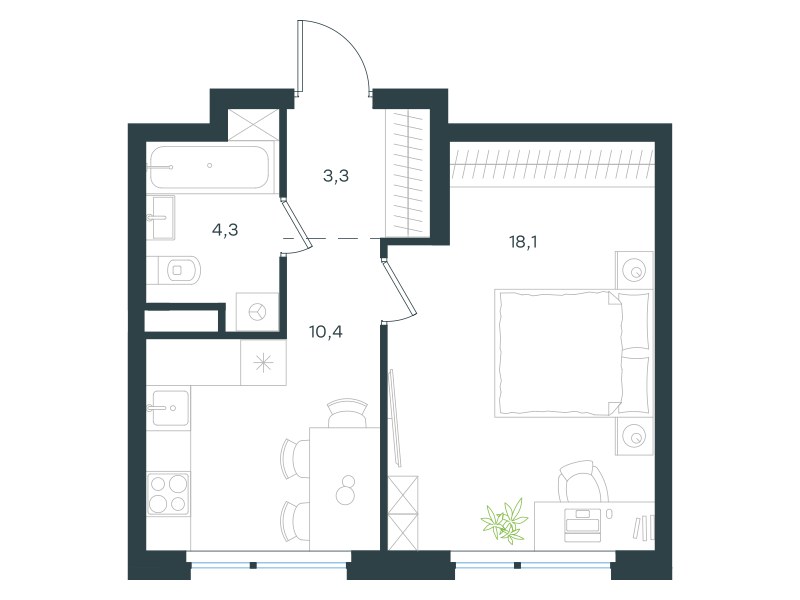 Планировка 36.1 м²