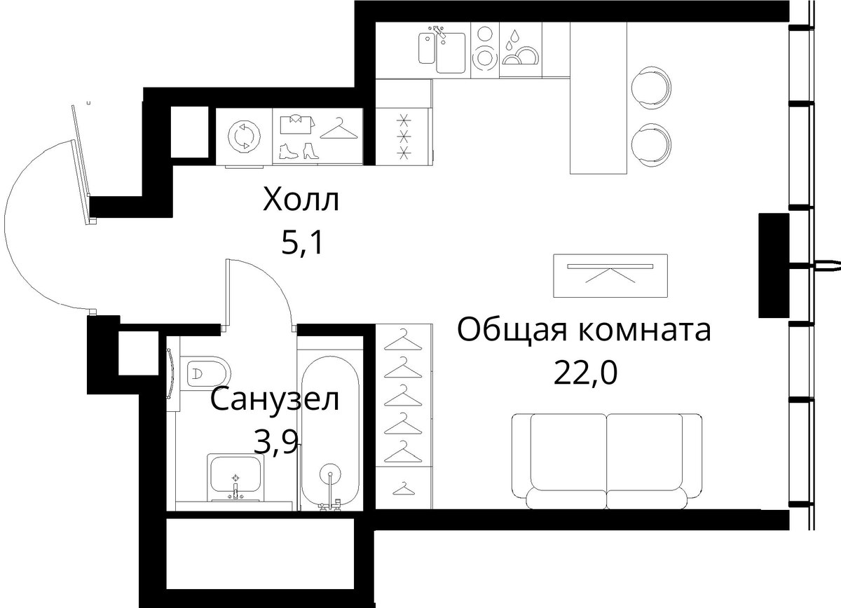 Планировка 31.0 м²