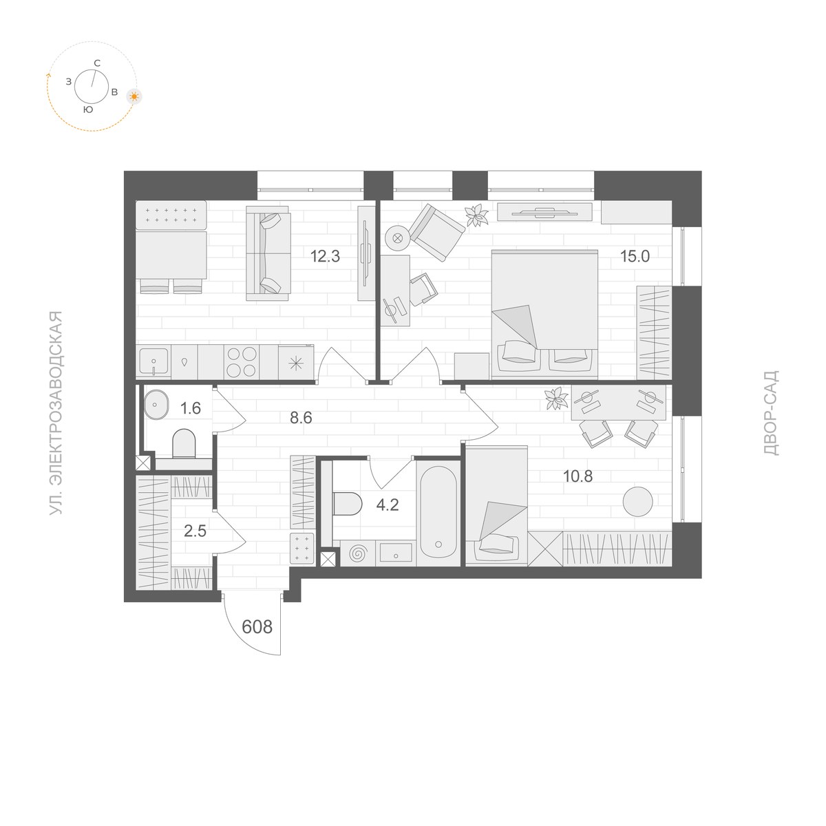 Планировка 55.0 м²