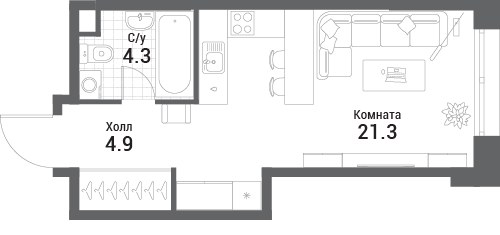 Планировка 30.5 м²