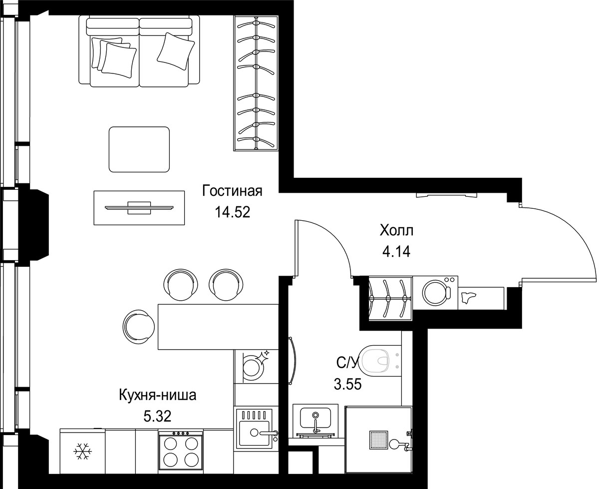 Планировка 27.53 м²