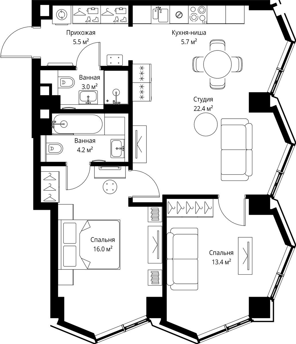 Планировка 70.2 м²