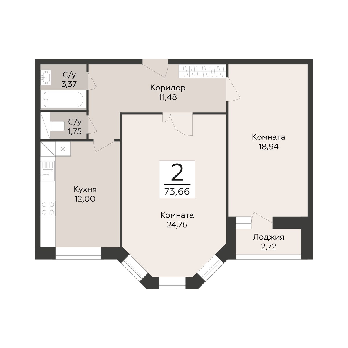 Планировка 73.66 м²