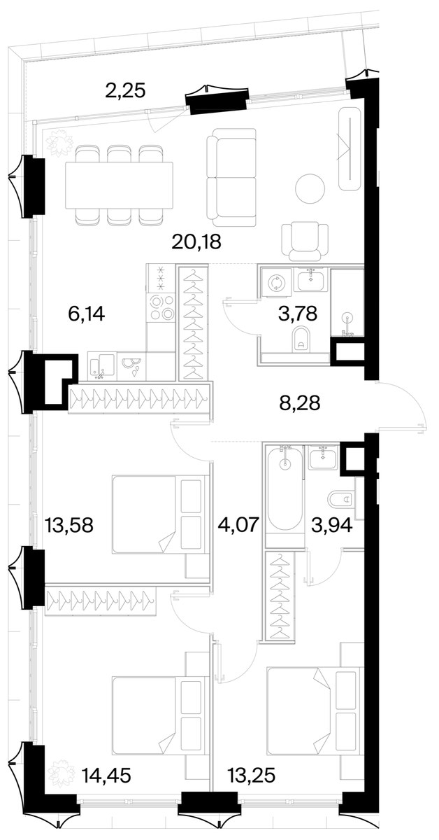 Планировка 89.92 м²
