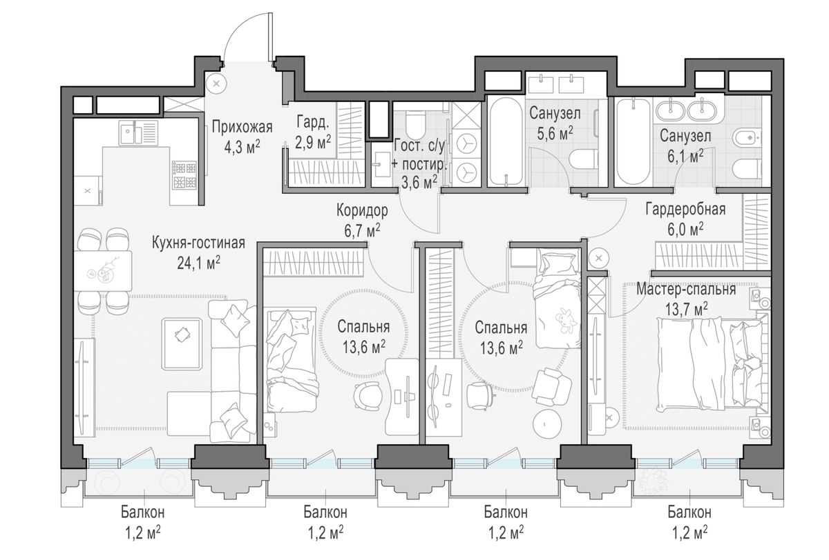 Планировка 101.8 м²