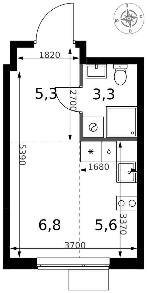 Планировка 21.0 м²
