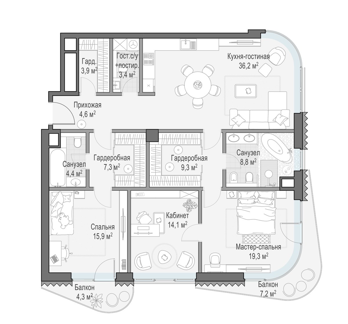 Планировка 130.6 м²