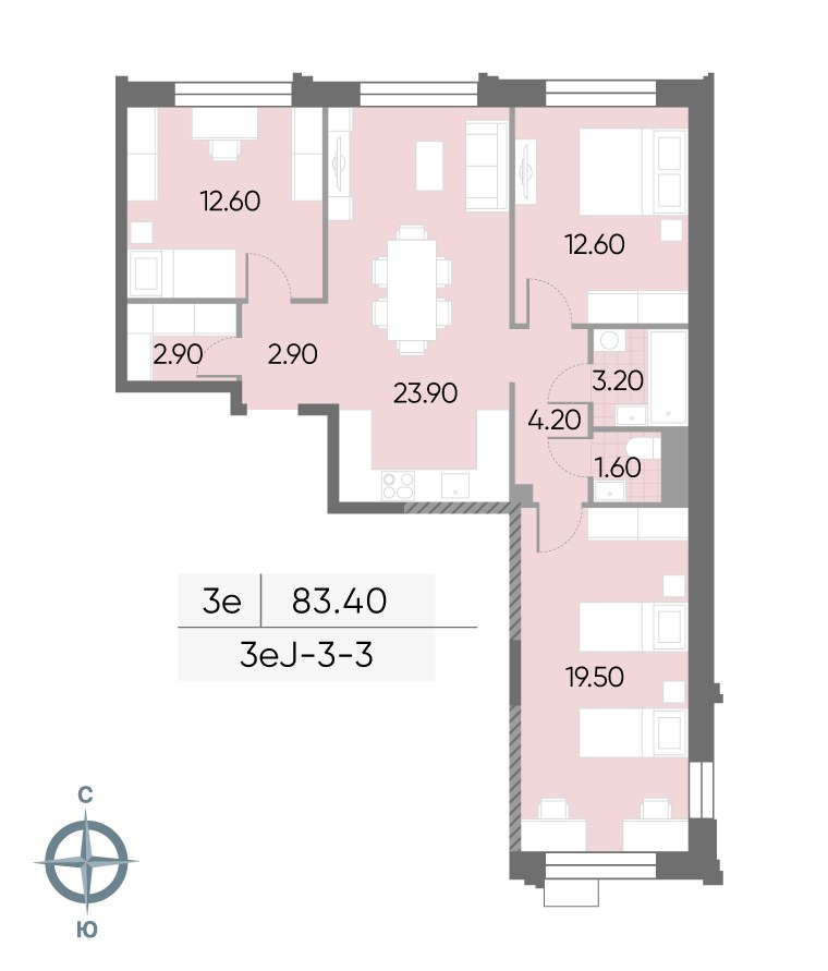 Планировка 83.4 м²