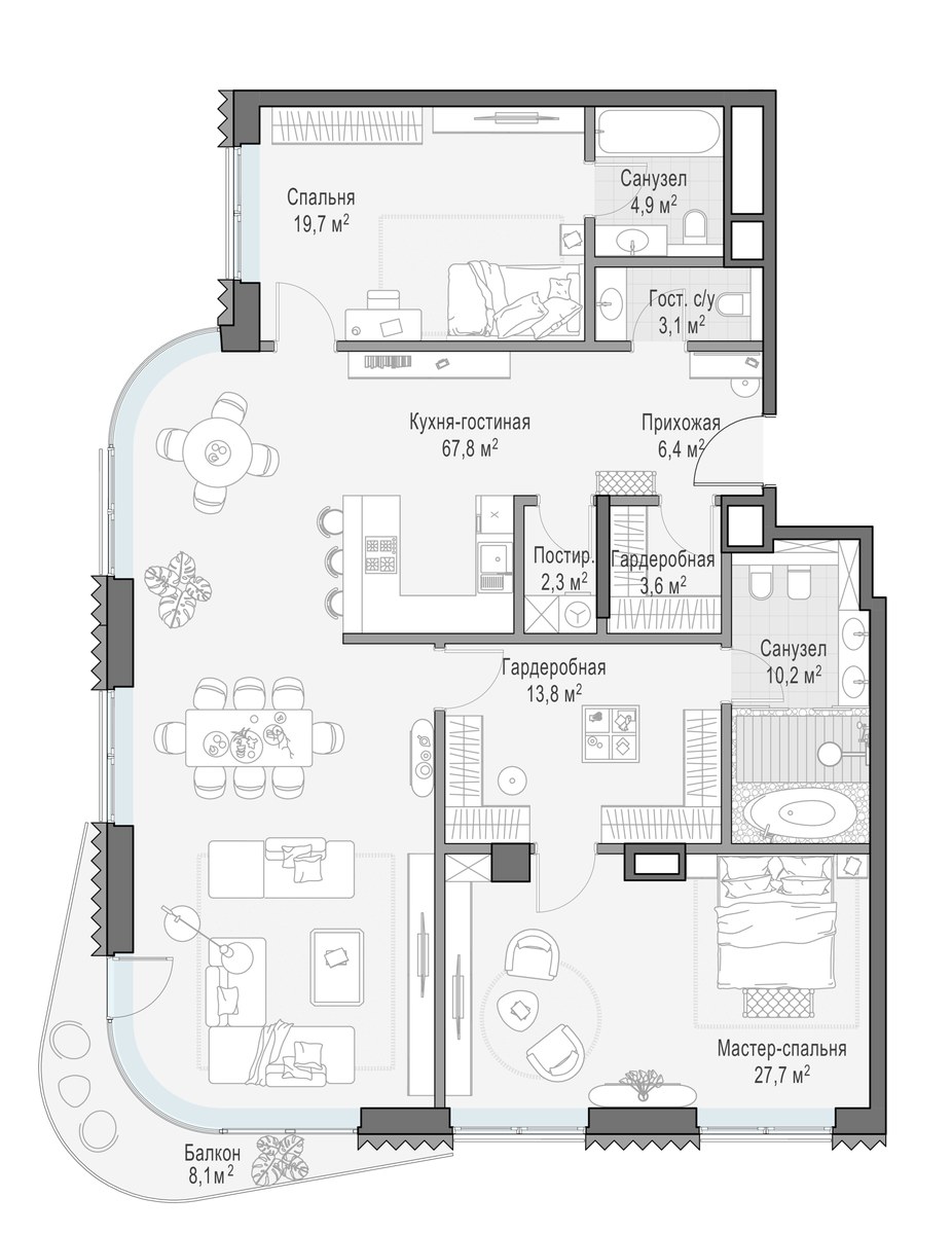 Планировка 159.9 м²