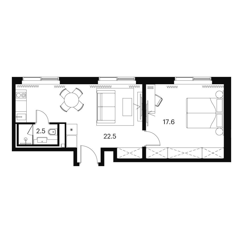 Планировка 42.6 м²