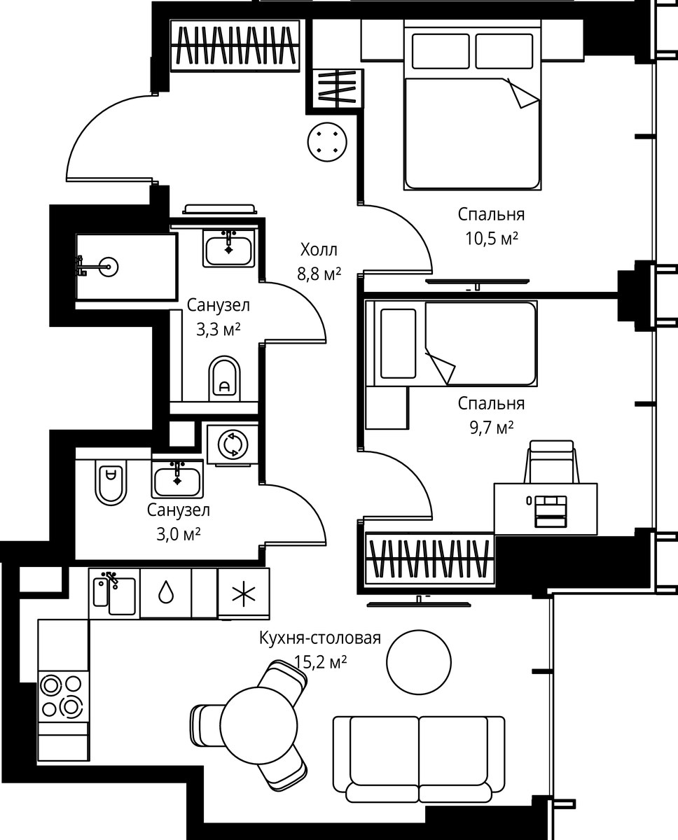Планировка 50.5 м²