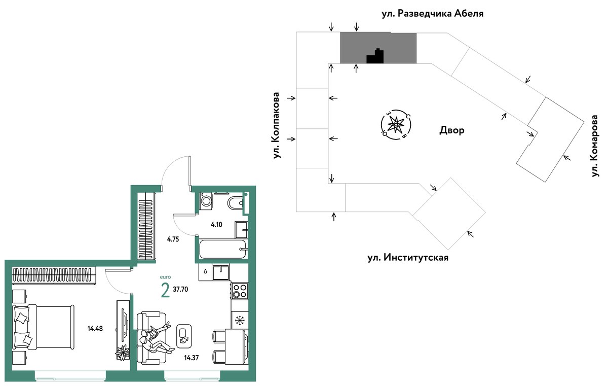 Планировка 37.7 м²