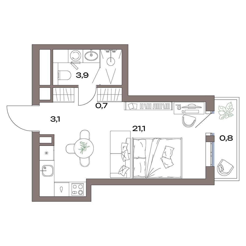 Планировка 33.2 м²