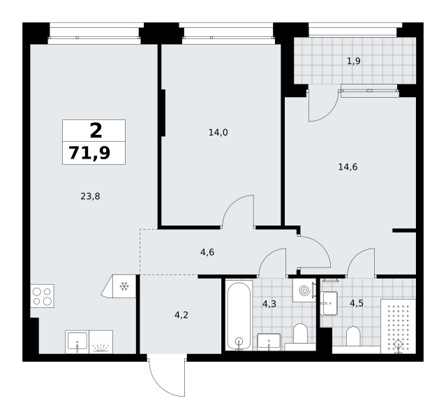 Планировка 71.9 м²