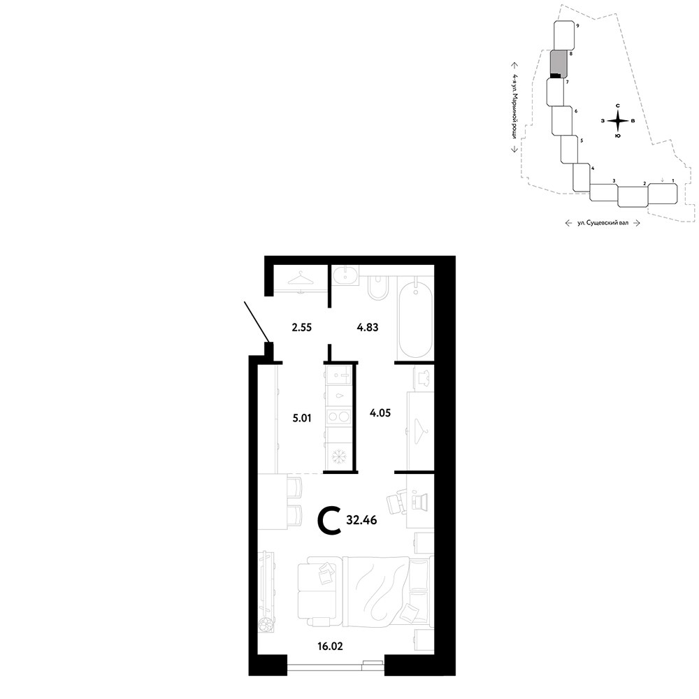Планировка 32.46 м²