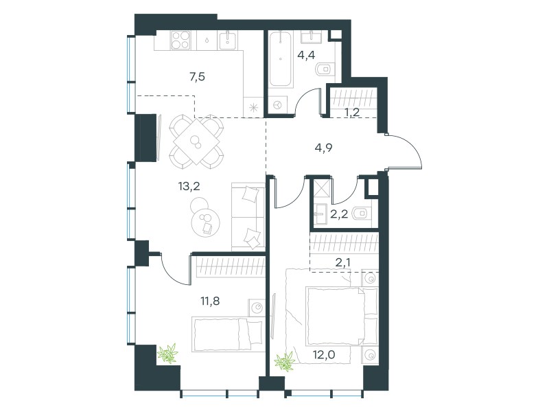 Планировка 59.3 м²