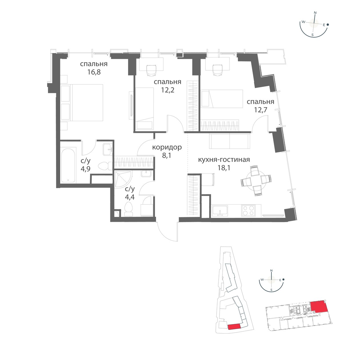Планировка 77.2 м²