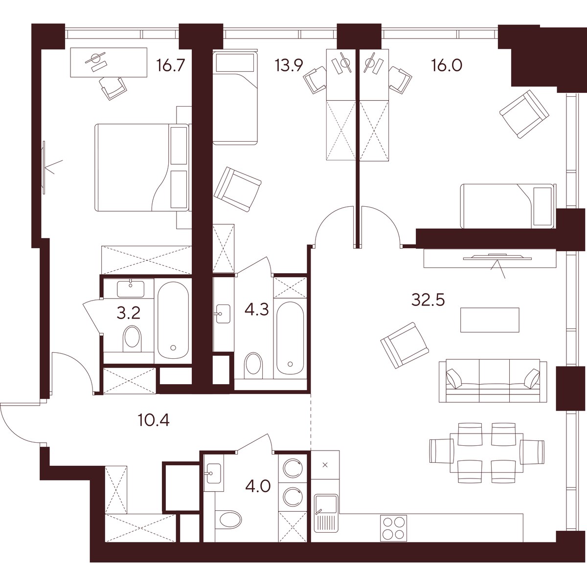 Планировка 101.0 м²