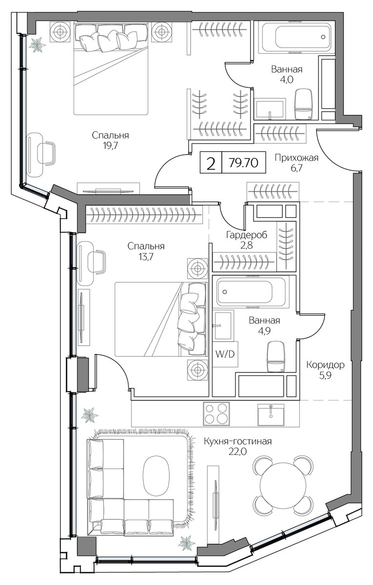 Планировка 79.7 м²