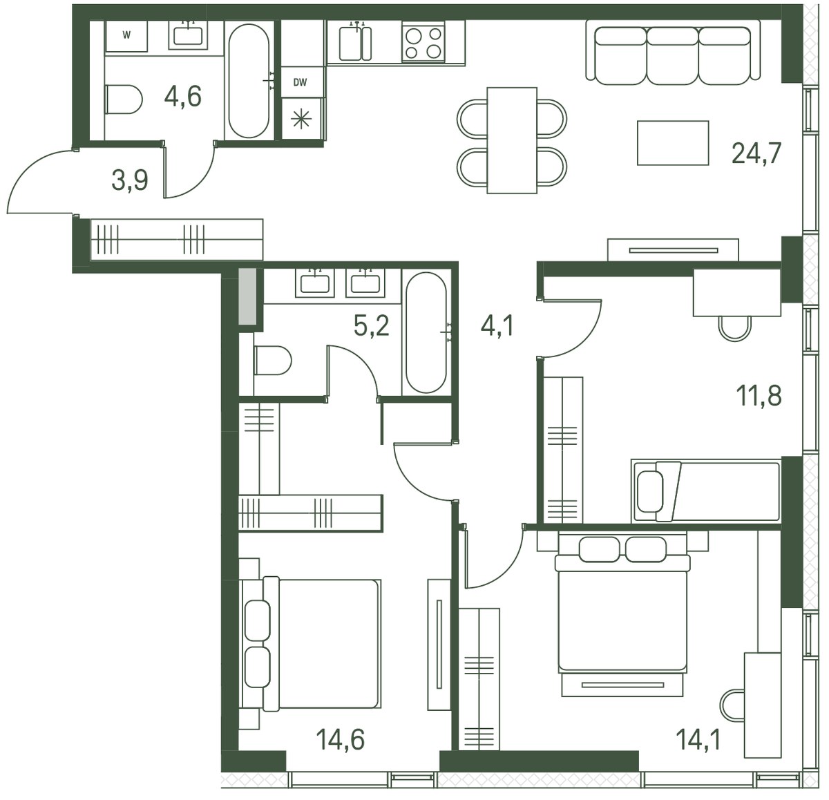 Планировка 83.0 м²