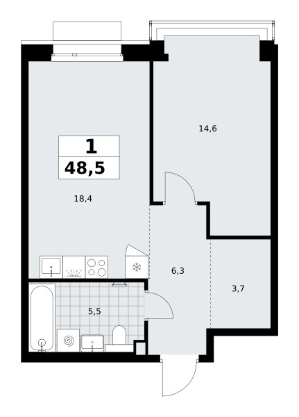 Планировка 48.5 м²